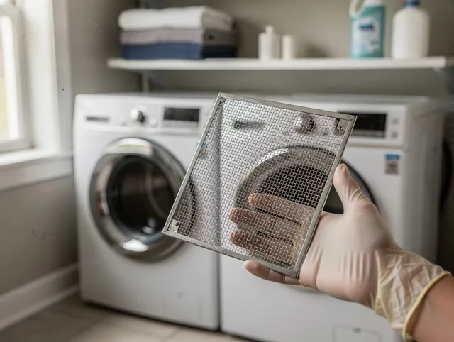 Lewisboro Dryer Vent Cleaning specialist performing detailed lint trap cleaning service in Lewisboro