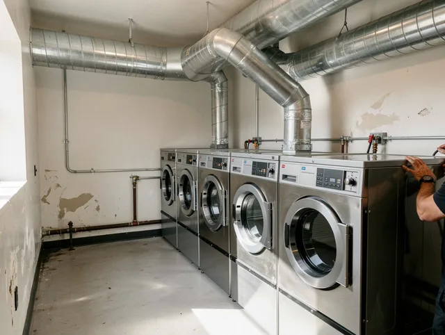 Lewisboro Dryer Vent Cleaning team performing large-scale commercial dryer vent cleaning in Lewisboro